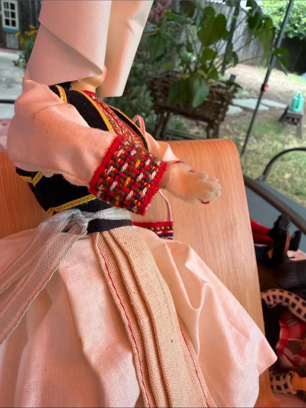 Traditional Folk Doll in Red & Cream Costume